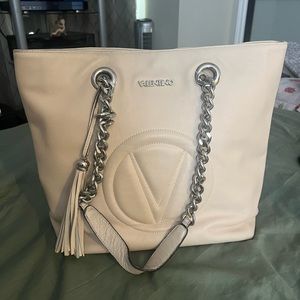 Authentic Valentino Leather Shoulder Bag in Beige